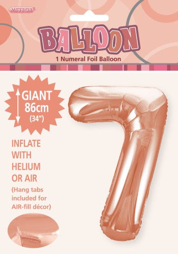 Giant Rose Gold Number 7 86cm (34”) Foil Balloon